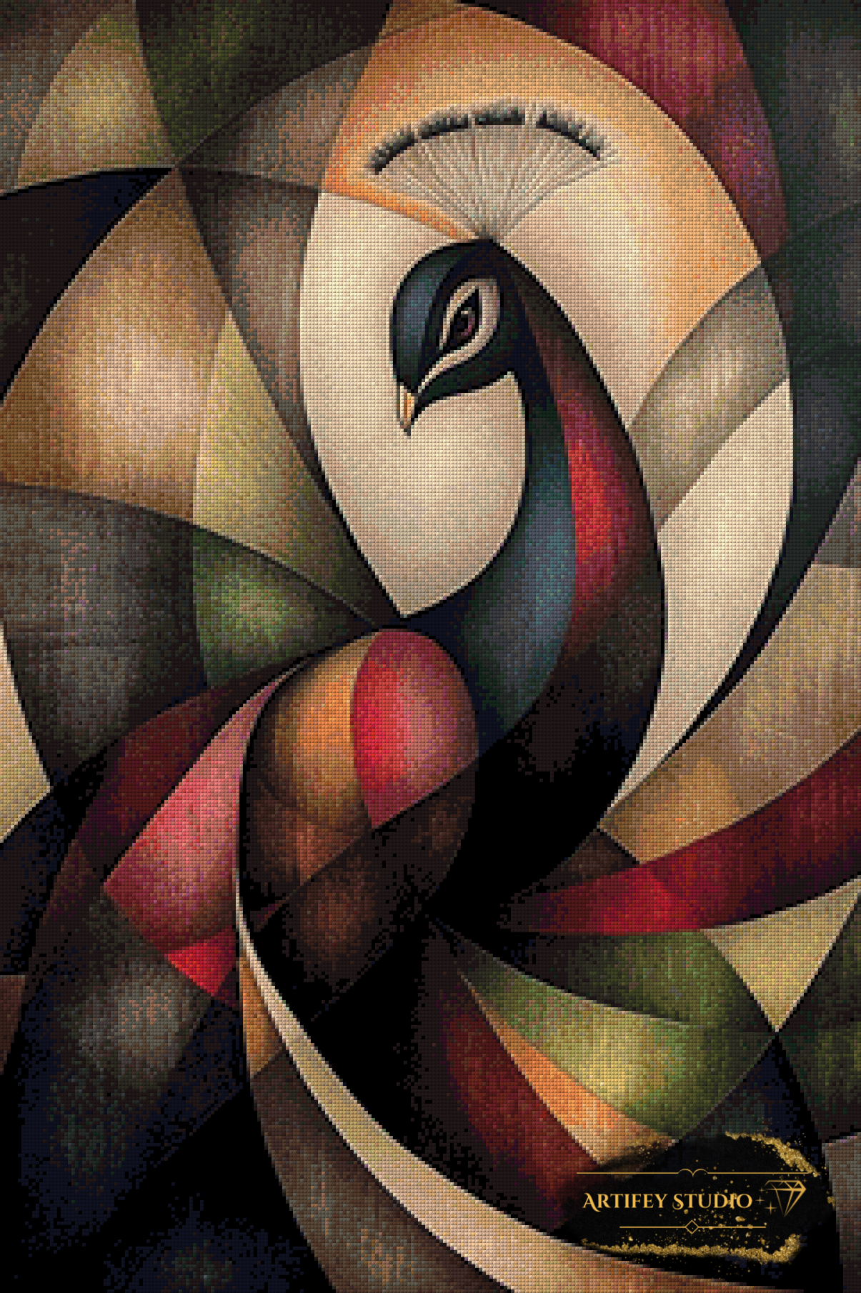 Abstract Peacock by Morrigan 60x90 mit 130 Farben