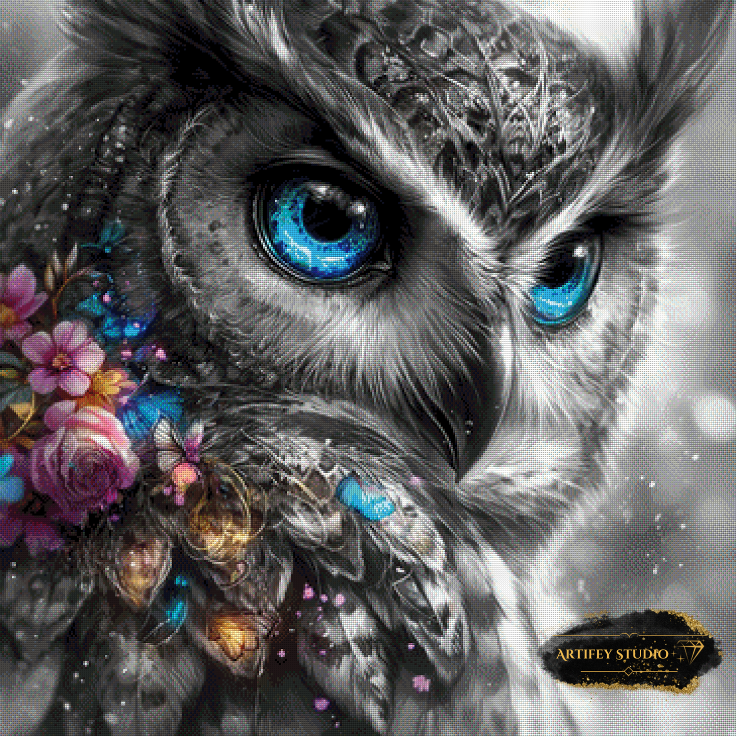 Blue Eyes Owl by Artifey 80x80 mit 200 Farben