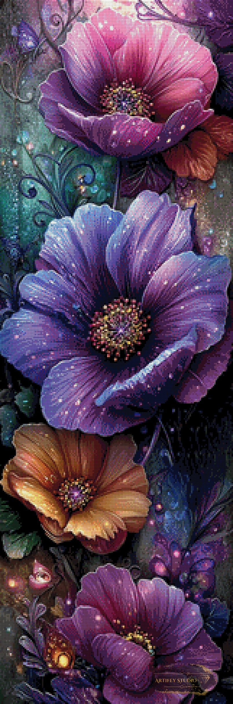 Flower Power IV by Morrigan 40x120 mit 220 Farben – Artifey Studio