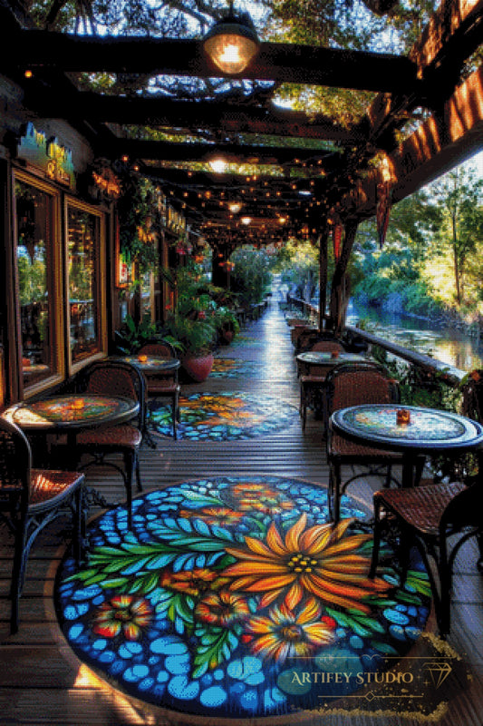 The cafe by the river by Morrigan 80x120 mit 320 Farben