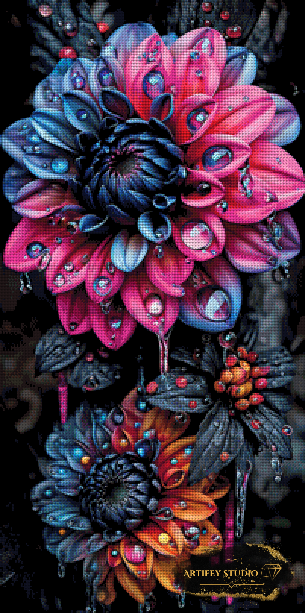 Dahlias by Skyler 50x100 mit 230 Farben