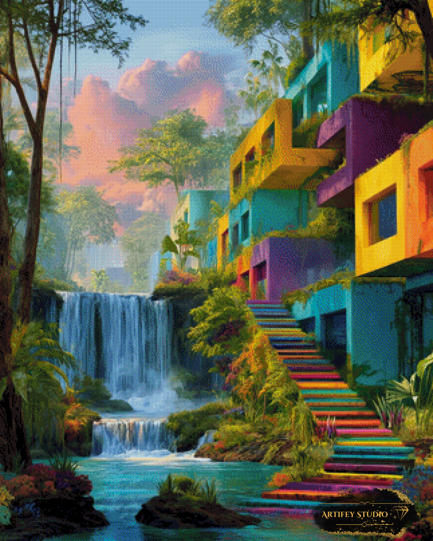 Abstrakte Dschungelstadt by Salzkatze 80x100 mit 330 Farben