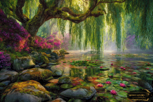 Trauerweide am Seerosenteich by Salzkatze 120x80 mit 250 Farben