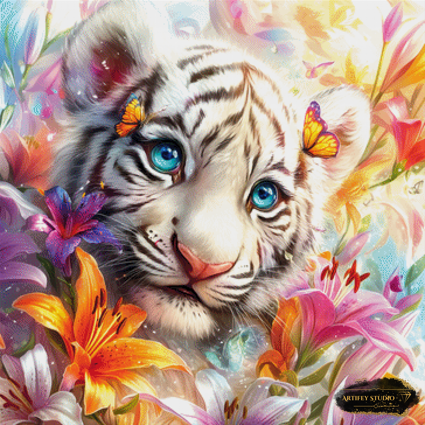 Blue-Eyed Bloom by Artifey 90x90 mit 390 Farben