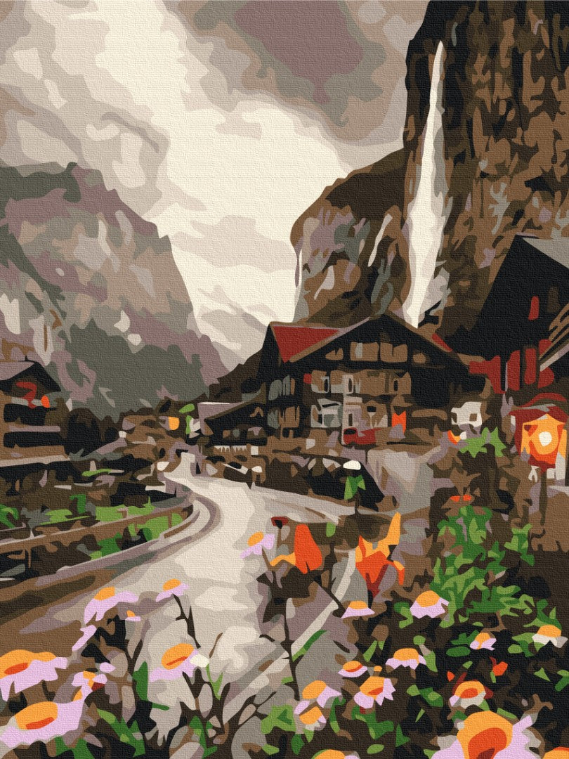 Premium Malen nach Zahlen „Eine Stadt in der Schweiz“