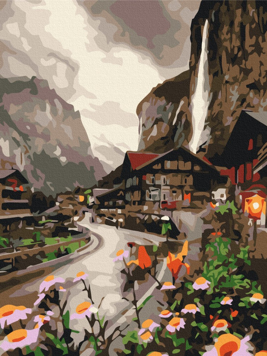 Premium Malen nach Zahlen „Eine Stadt in der Schweiz“