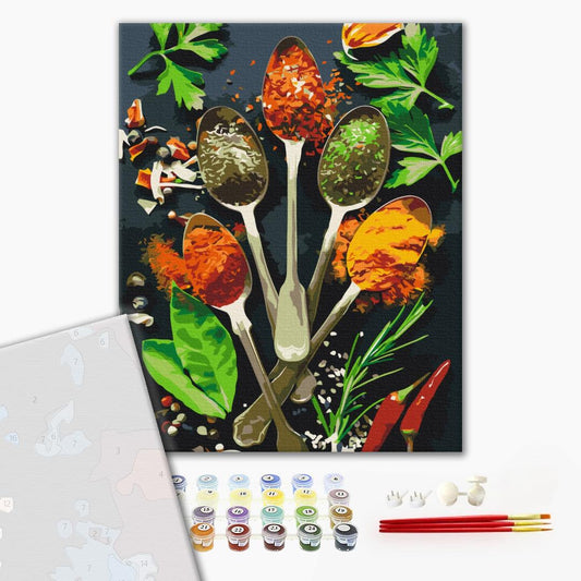 Premium Malen nach Zahlen „Eine Symphonie der Gewürze“