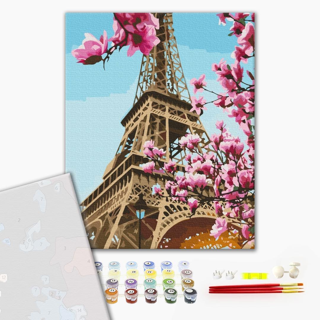 Premium Malen nach Zahlen „Sakura in Paris“
