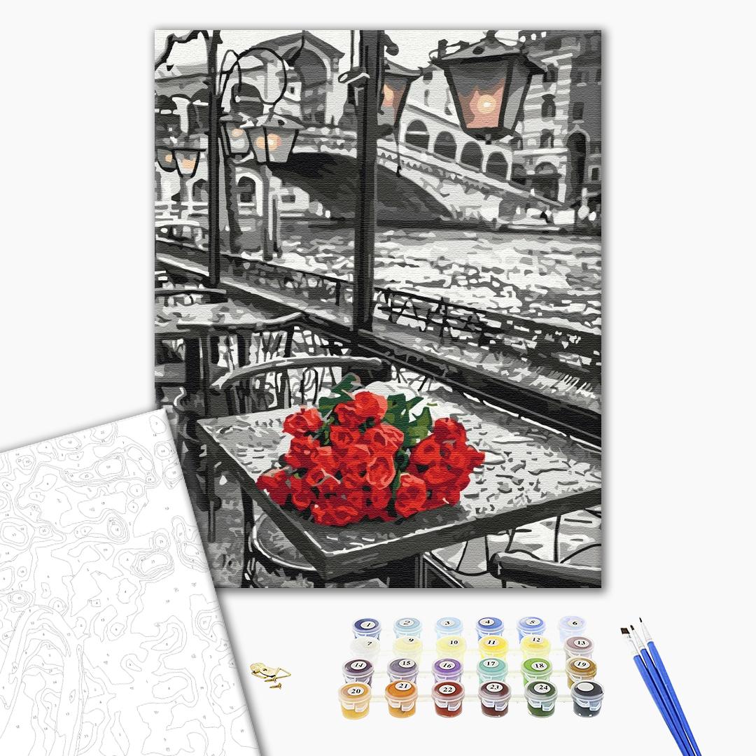 Premium Malen nach Zahlen „Roses in the rain“
